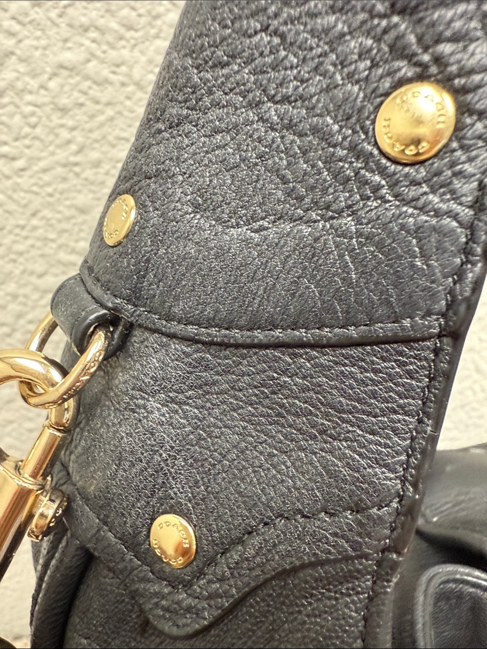 Coach Black Leather Ryder Studded Hobo Bag with Gold Hardware - Picture 7 of 15